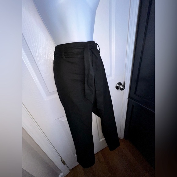 NWT Loft Women’s 6 Black Knit Straight Leg Mid Rise Trouser Dress Pants S Belt - Picture 11 of 12